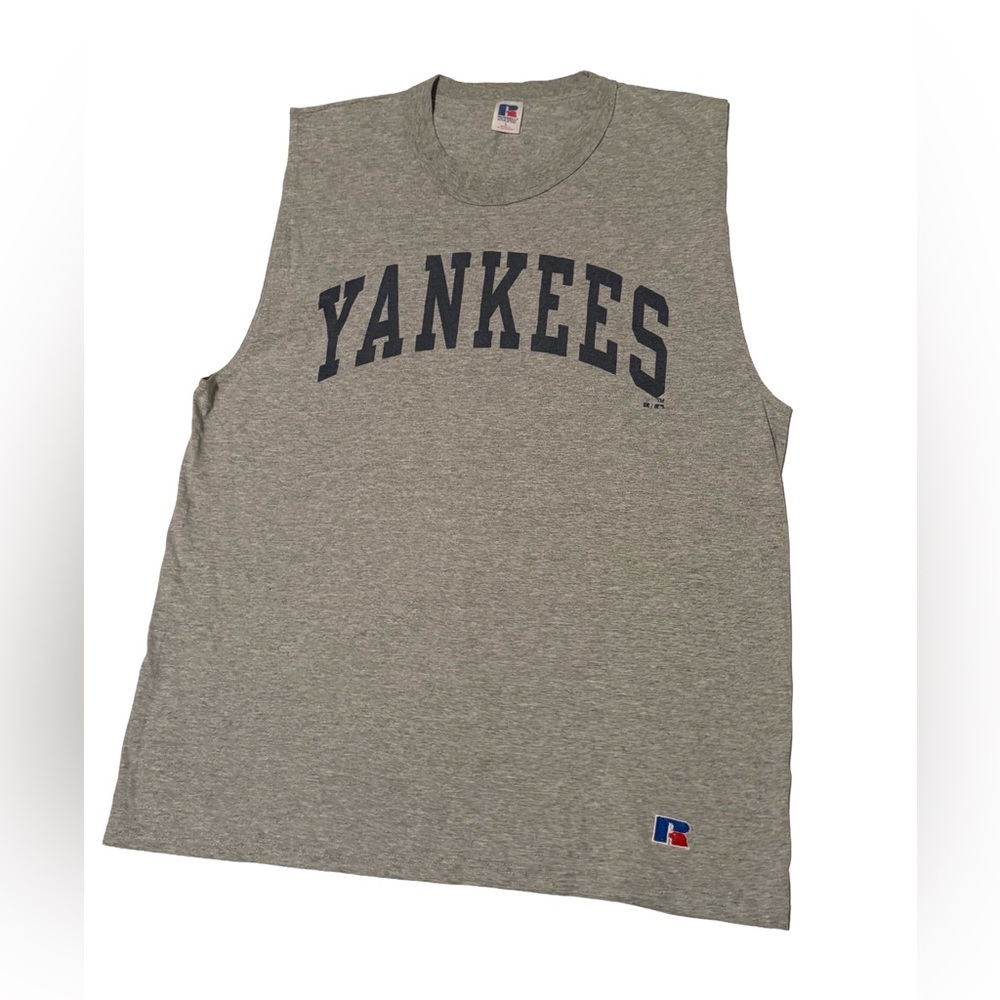 Vintage 2000s ‎ New York Yankees Russel Sleeveless Tank Heather Gray L